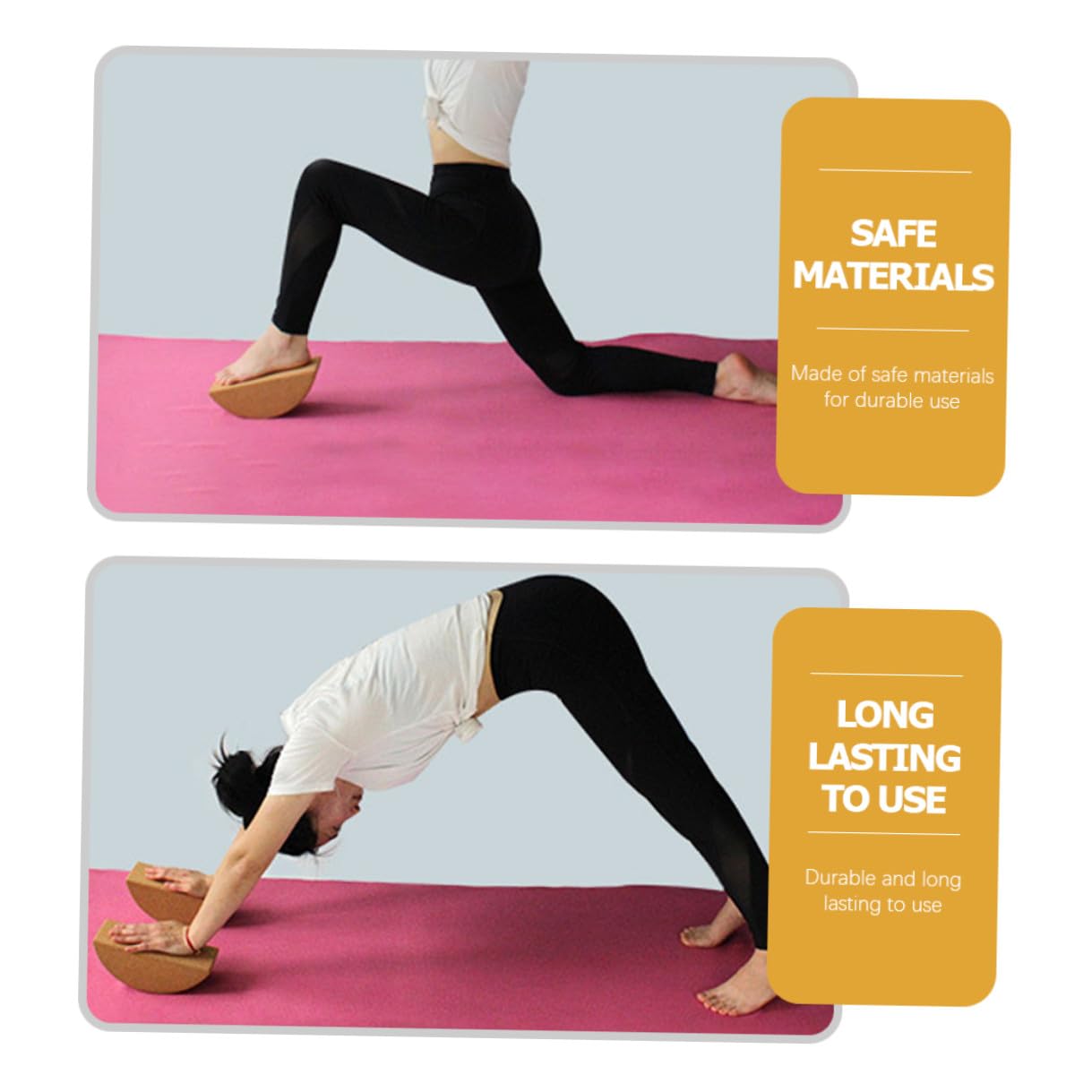 Multifunktionaler Yogablock Kork Halbrund Rutschfest Yoga Trainingsziegel Für Ganzkörpertraining Pilates Und Balanceübungen