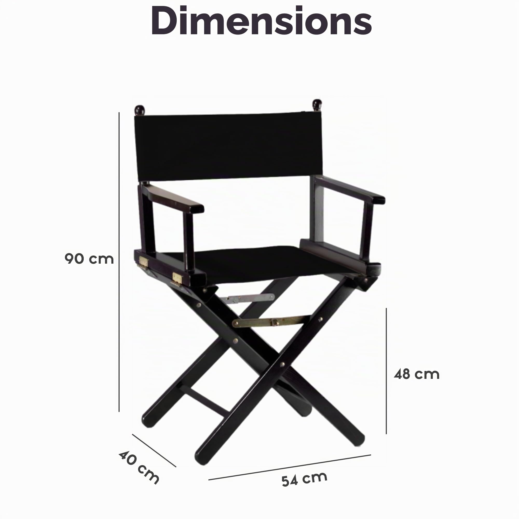 Fauteuil de metteur en scène et maquillage pliable en bois Noir