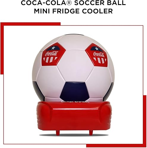Miniatura 8 de Coca-Cola - Minirefrigerador de pelota de fútbol, 5 latas con apertura oculta, blanco, rojo y negro, accesorio único para estudio, sala de juegos,