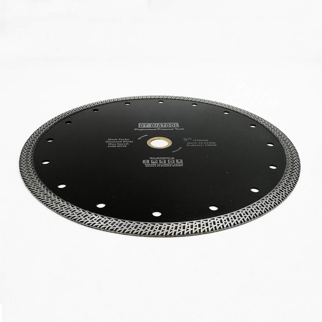 DT-DIATOOL Disco Tronzador Diamante 230 mm x 22,23 mm/16 mm Hoja de Sierra con Malla Turbo para Corte de Porcelanico Azulejos Mármol Granito Cerámica