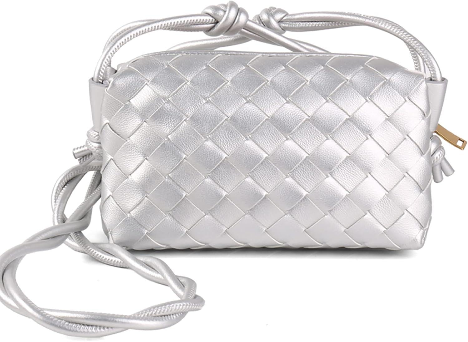 Woven Crossbody Bags For Women, Small Handmade Purse Clutch Shoulderbag Handbag, Zipper Closure