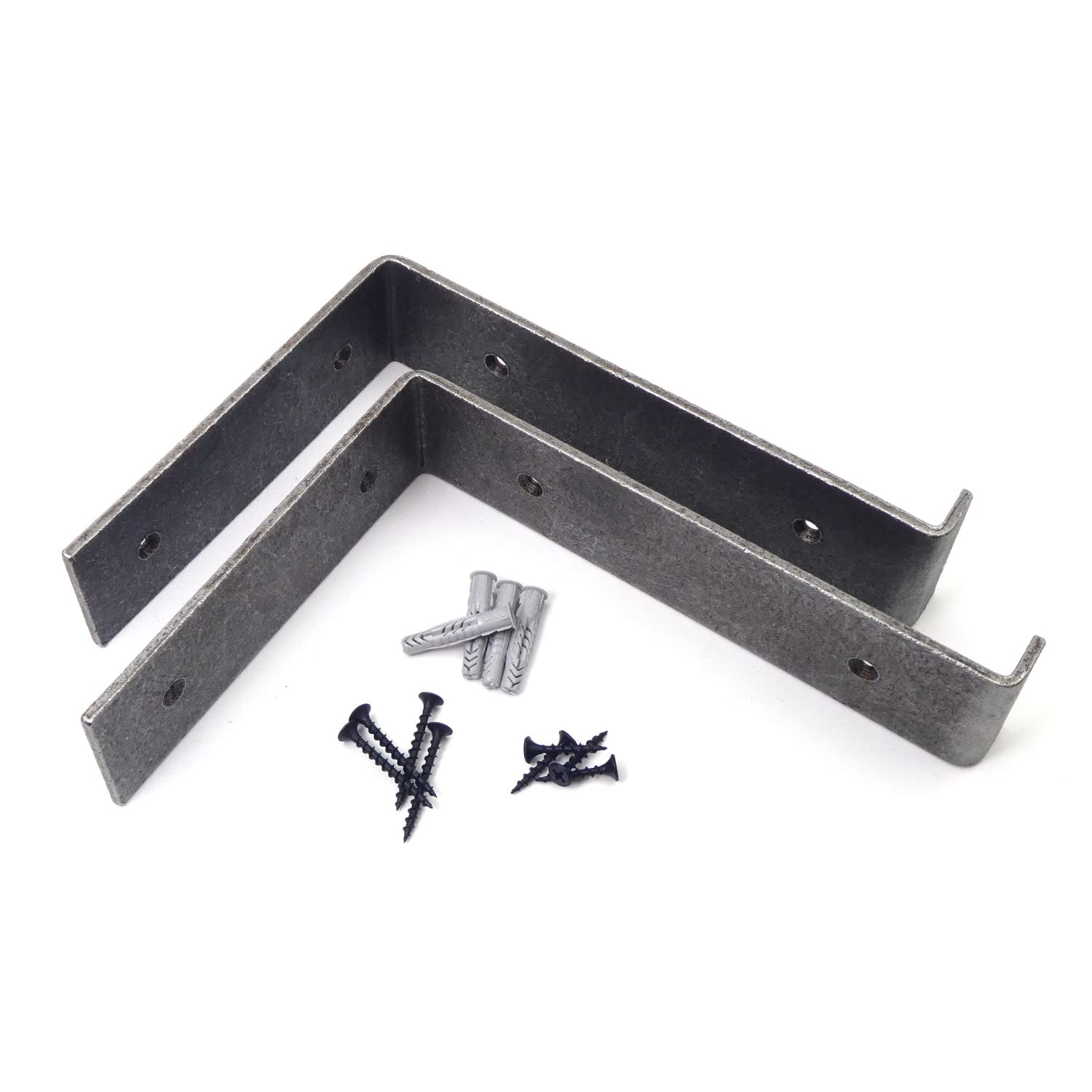 Oakcrafts Pair Of Lipped Scaffold Board Shelf Brackets Cast Iron (6" X 8")