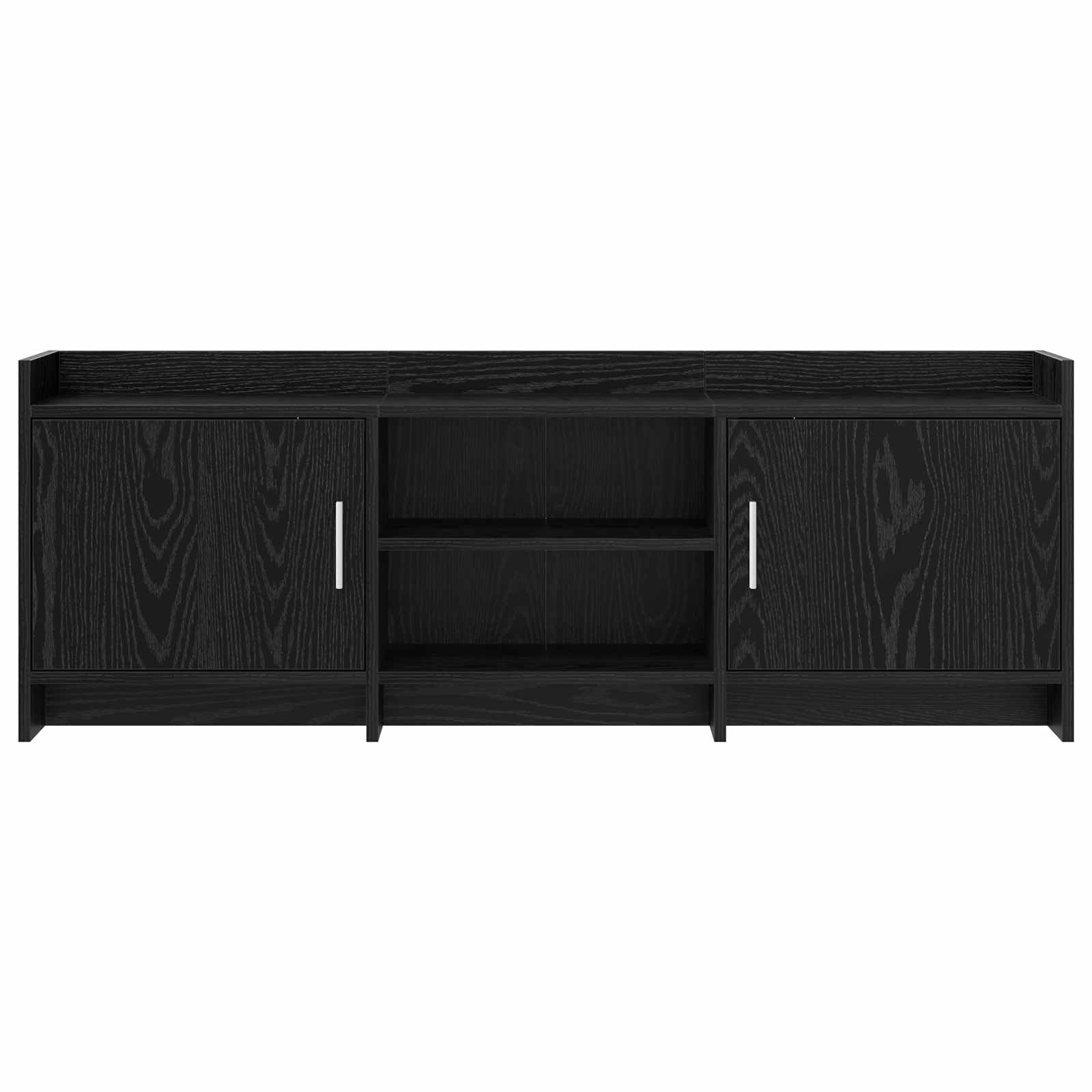 Szafka pod telewizor 130 x 33 x 47 cm, czarny dąb z materiału drewnopochodnego, niska szafka z 2 drzwiami, 2 półki, metalowe uchwyty, miejsce do przechowywania do salonu, kina domowego