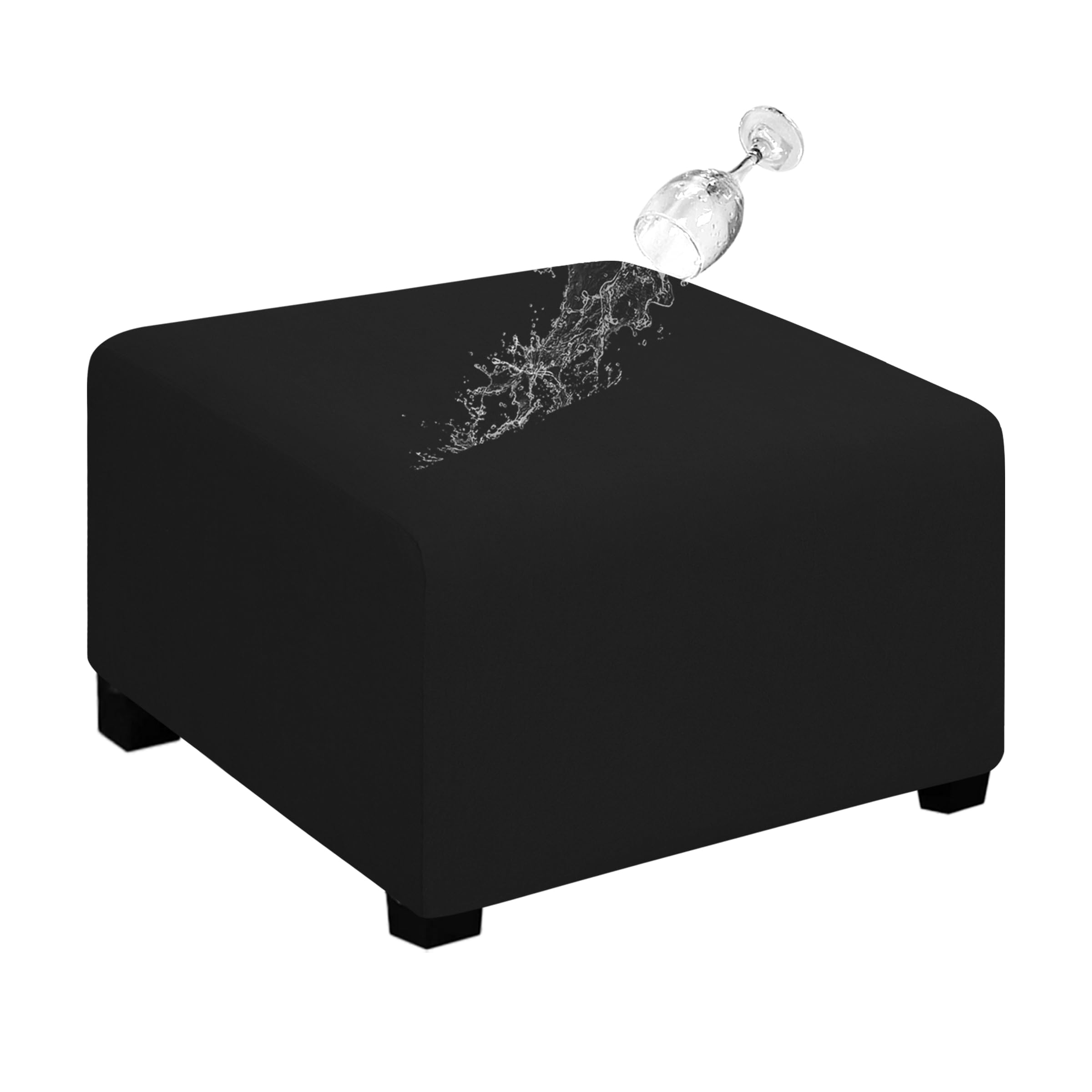 Easy-Going Waterproof Stretch 30x30x15inch Square Ottoman Cover Footstool