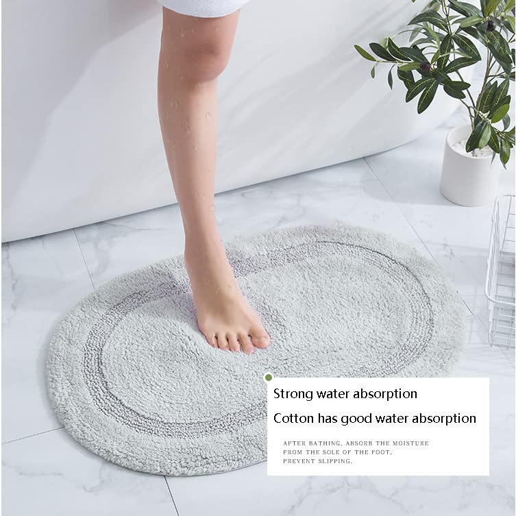 Tappetino da bagno ovale fatto a mano Tappeto da bagno in cotone ispessito tinta unita assorbente antiscivolo tappeto da bagno per porte domestiche