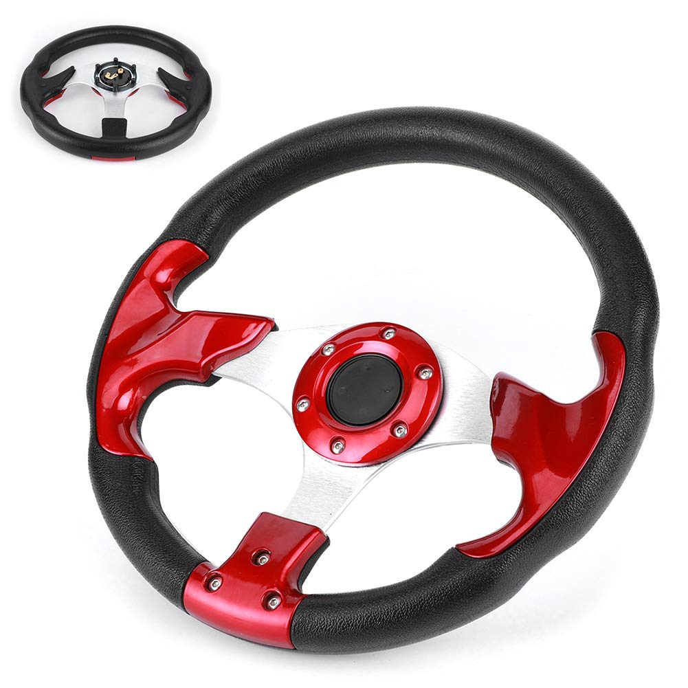 Volante Tbest 320Mm 12.5In Volante per Auto con Pulsante Clacson Parte Modificata Universale in PVC Colore Rosso