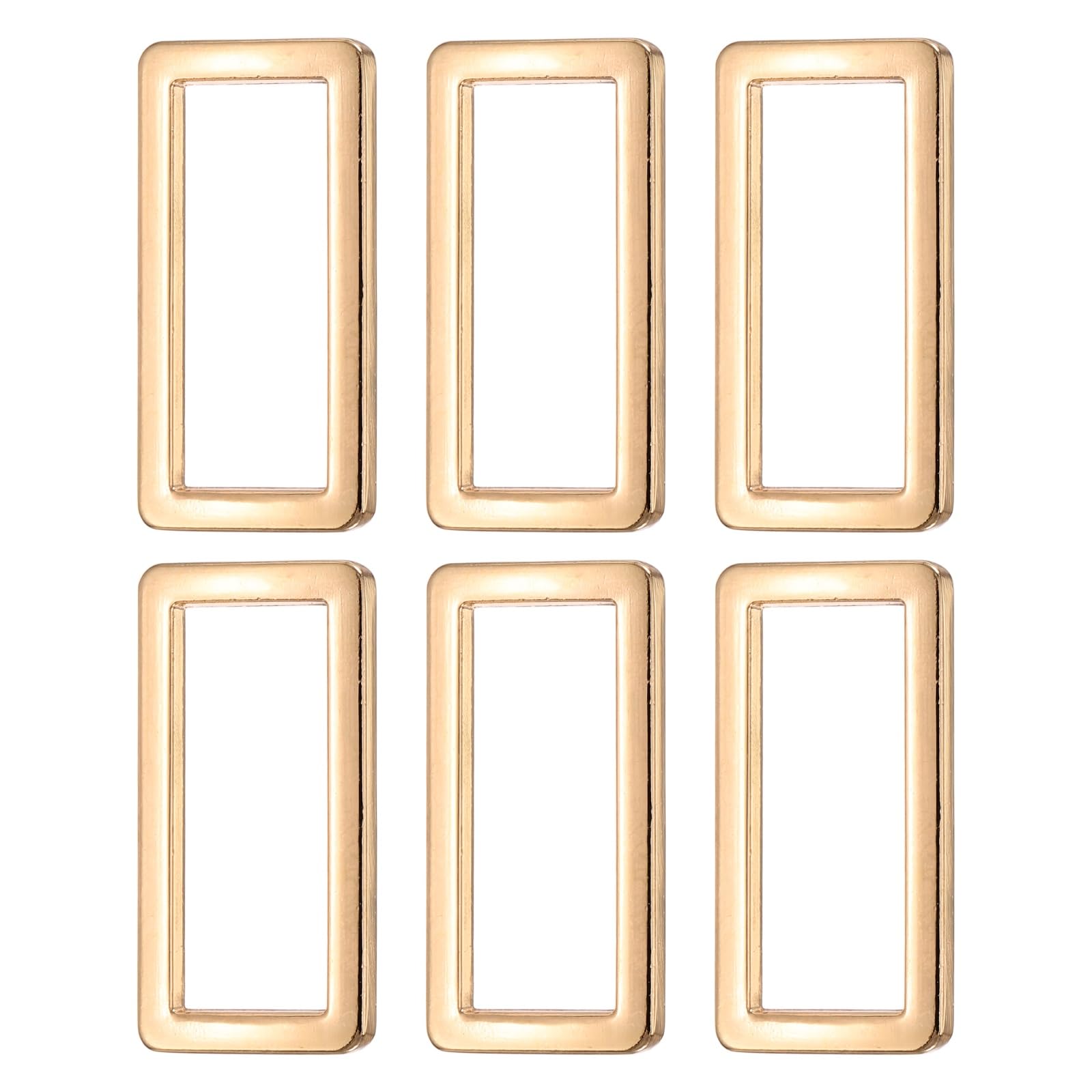 sourcing map 6 Pcs Metal Flat Rectangle Rings Buckle, 1-1/2" / 38.9mm Rectangle Rings Square Loop Webbing Belt Buckle for Bag Belt Keychains DIY Loop Purse Making, Light Gold