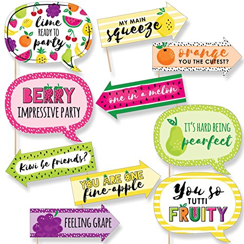 Big Dot of Happiness Funny Tutti Fruity - Frutti Summer Baby Shower or Birthday Party Photo Booth Props Kit - 10 Piece