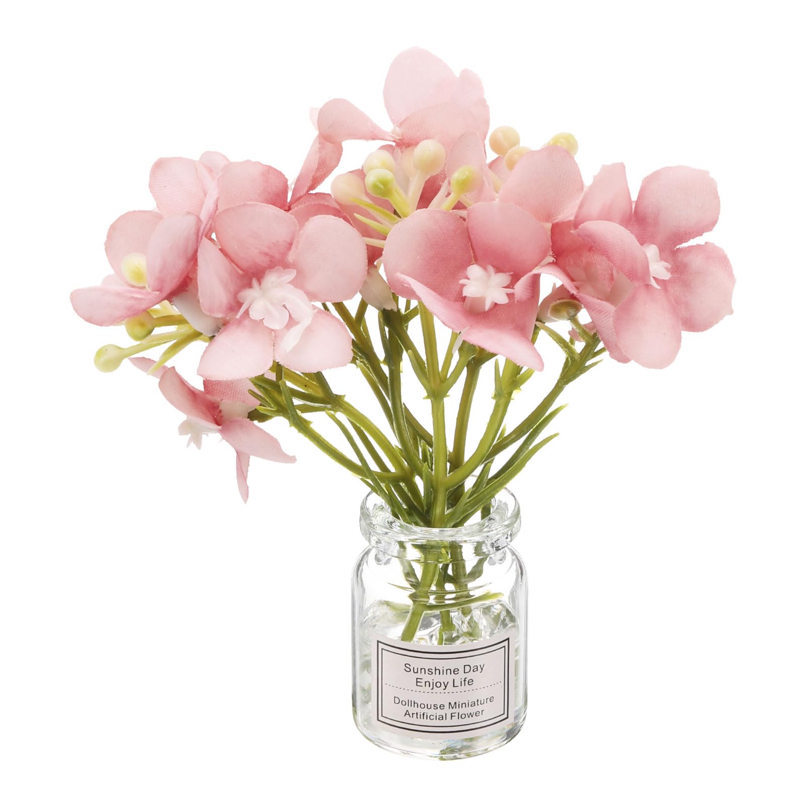 CoCud Mini Flowers Dollhouse in Vase, Silk Plastic Miniature Dollhouse Accessories with Tiny Flower Pink - (Applications: for 1:12 1:8 or 1:6 Scale Fairy Micro House)