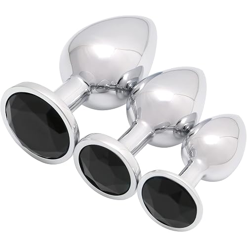 Akstore 3 Pcs Luxury Jewelry Design Fetish Anal Butt Plug(Black)