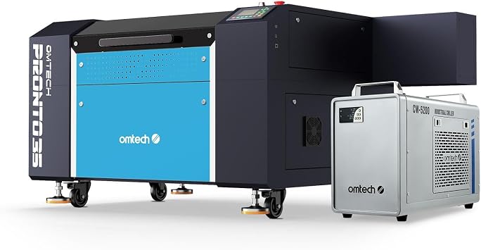 OMTech Pronto 100W CO2 Laser Engraver with Water Chiller&LightBurn, 28"x20" Laser Engraving Machine with Autofocus 2 Way Pass-Throughs Built-in Air Assist, Laser Cutter for Wood Glass Acrylic More