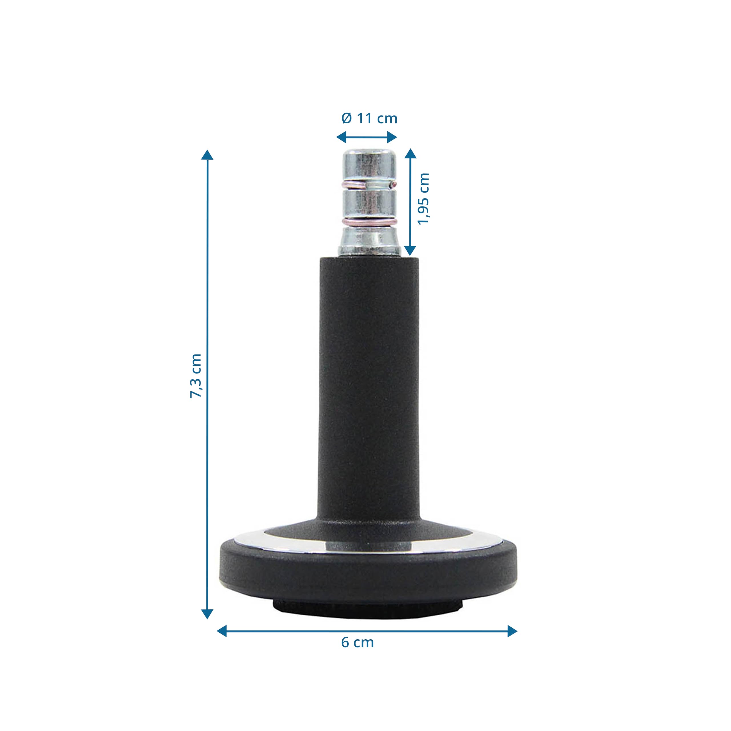 hjh OFFICE 619041 Piedini per sedie da ufficio STATO-M, perno 11mm Nero/Cromo Piedini per pavimenti duri con rivestimento in feltro