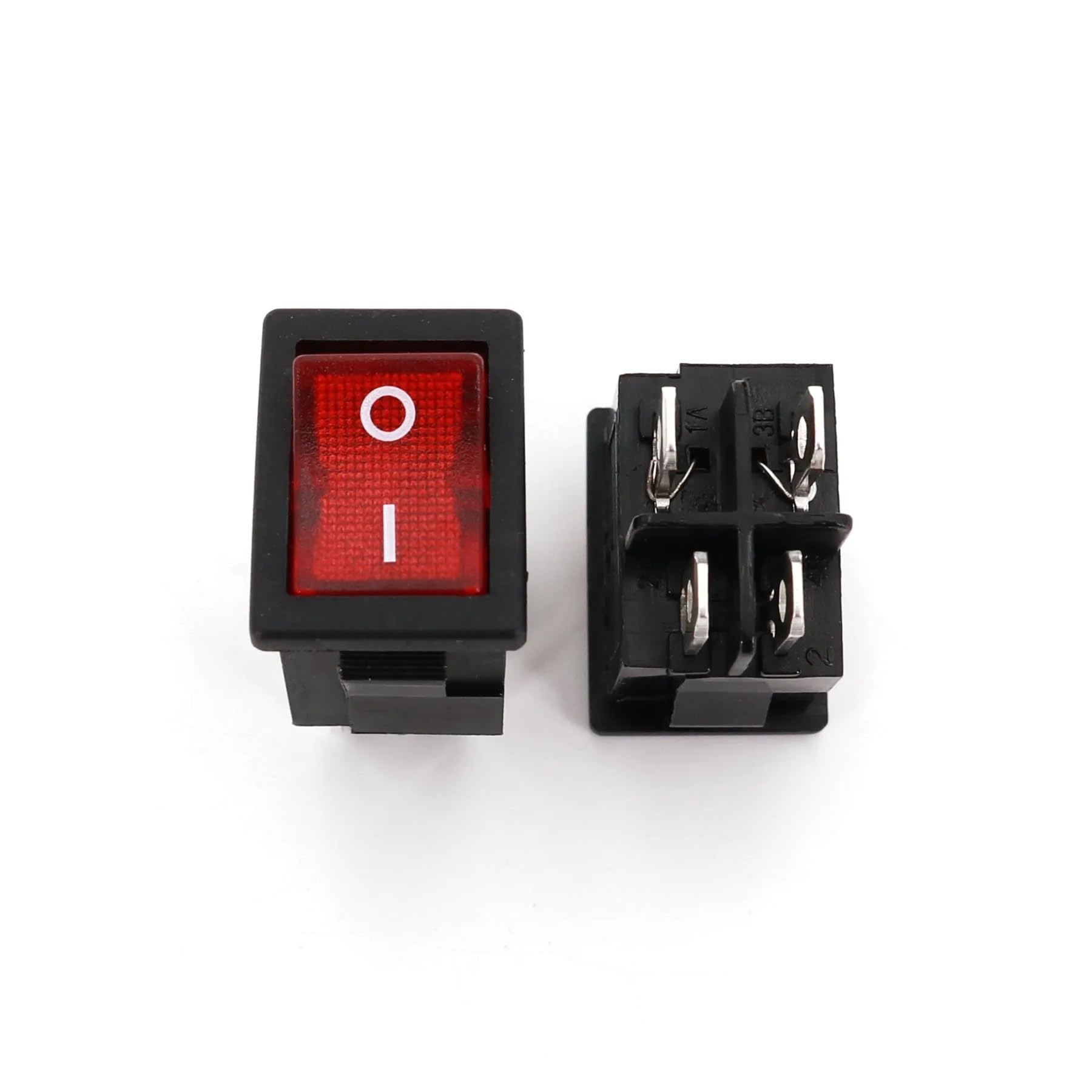 10 Stück RLEIL RL3-4 Wippschalter – 4Pin DPST ON-OFF, Rote Anzeige, 10A/125VAC, 15x21mm