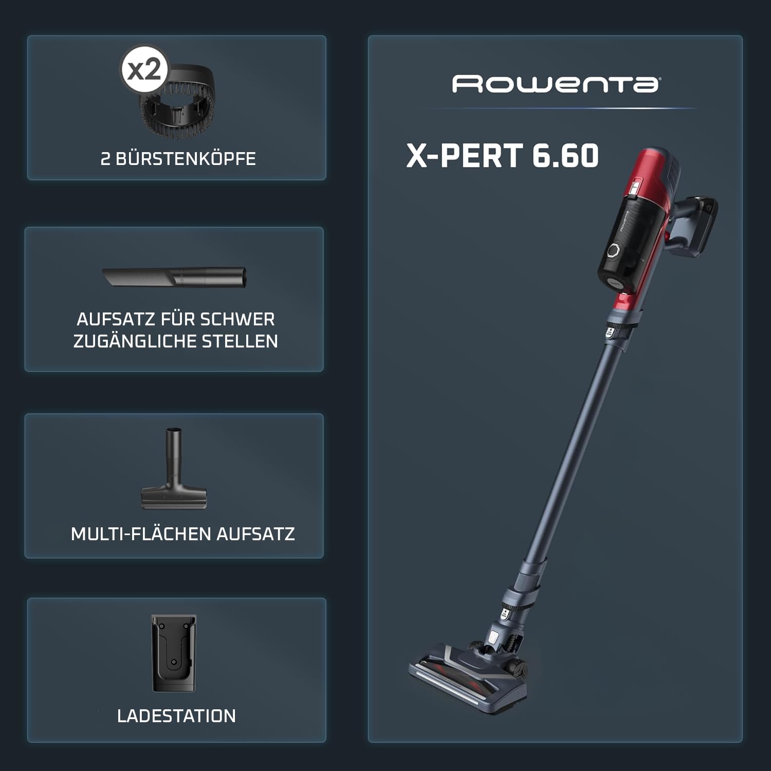 Rowenta X-Pert 6.60 Odkurzacz, Czerwony/Szary, 45 minut