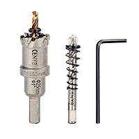 Vista 81 de 1-1/8" (29mm) Sierra perforadora con punta de carburo de tungsteno con 2 piezas de brocas piloto chapadas en titanio para metal duro, acero