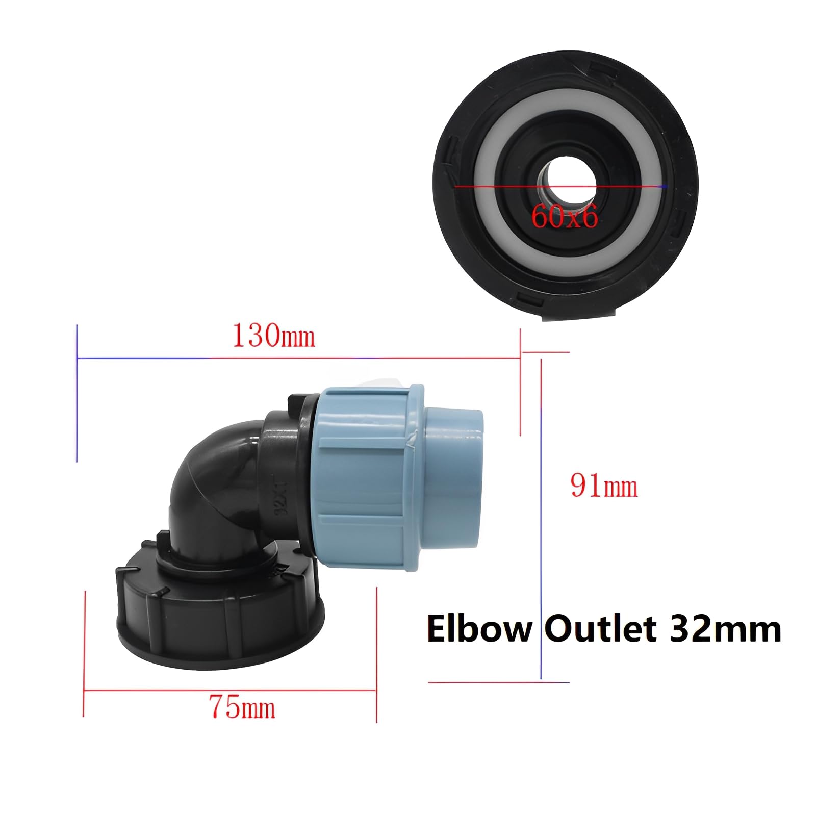 MiJunHD IBC Water Tank Pipe Elbow Outlet 32mm Joints Garden Water Connectors Tank Adapter For Tank Elbow Outlet Watering Irrigation Adapter Tool - Image 2