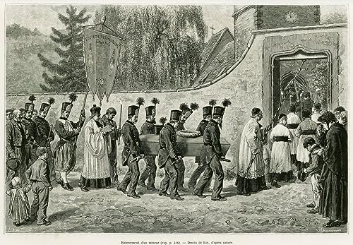 Peinture poster Enterrement d'un mineur par Frederic Theodore Lix pour salon et bureau