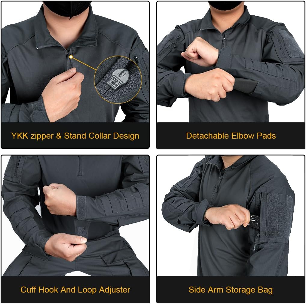 IDOGEAR Men’s Combat Shirts Tactical Long Sleeve Shirt with Elbow Pads Military BDU Shirts with Pockets Airsoft Clothing - Image 4