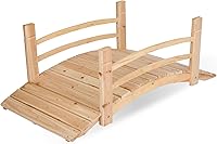 Shine Company 4980N 4 Ft Cedar Garden Bridge with Rails - Durable Natural Wood for Backyard Charm