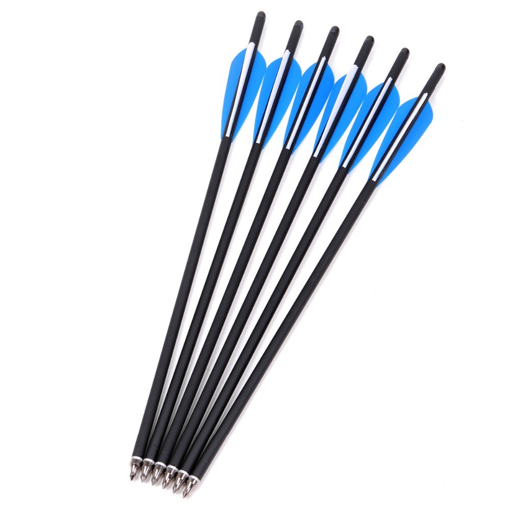 e5e10 6 Carbon Arrows 20" Archery Bolts with Replaceable Screw-in Broadhead for Crossbow Hunting Target Practice Outdoor Gift