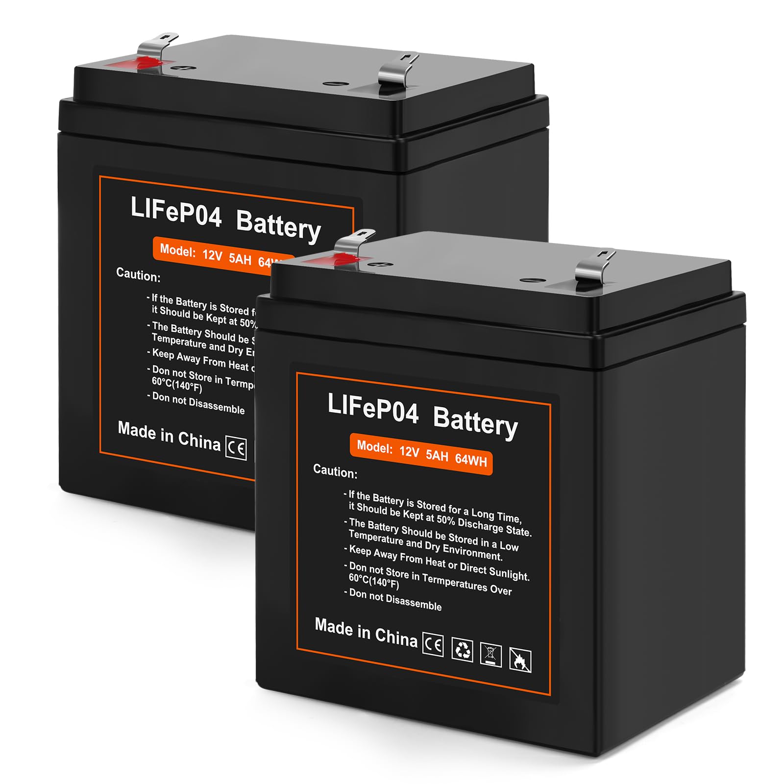 12V 5Ah LiFePO4 Rechargeable Backup Battery with BMS, 2000+ Cycles Garage Door Opener Replacement Battery for Chamberlain 41A6357-1/Liftmaster 485lm