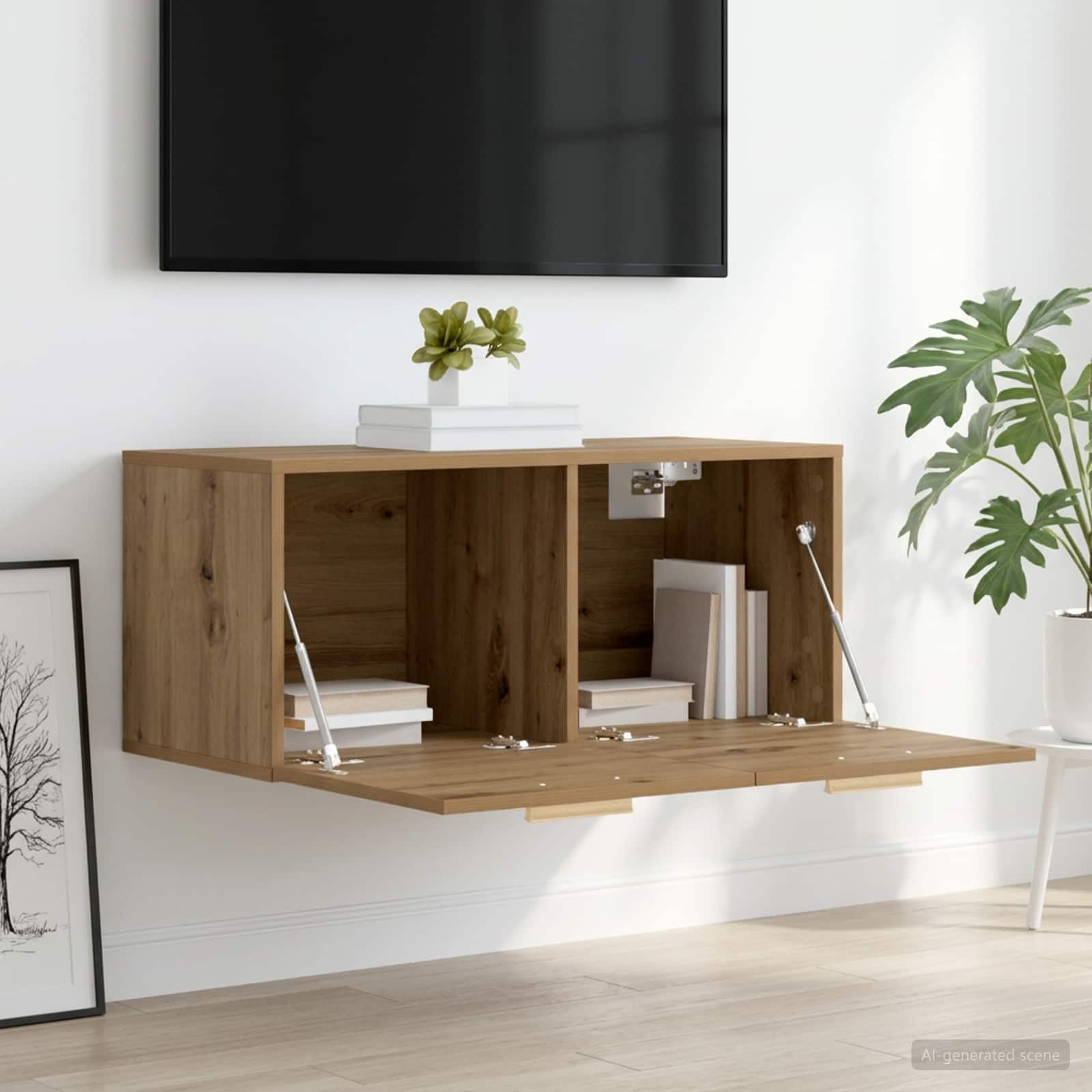 Armadietto da parete in rovere Artisan, 80 x 36,5 x 35 cm