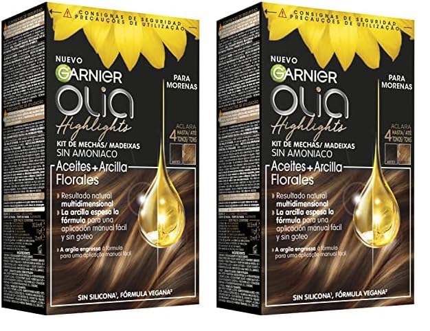 Garnier Olia Highlights coloración permanente sin amoniaco con aceites florales naturales - Tono Moreno (Paquete de 2)