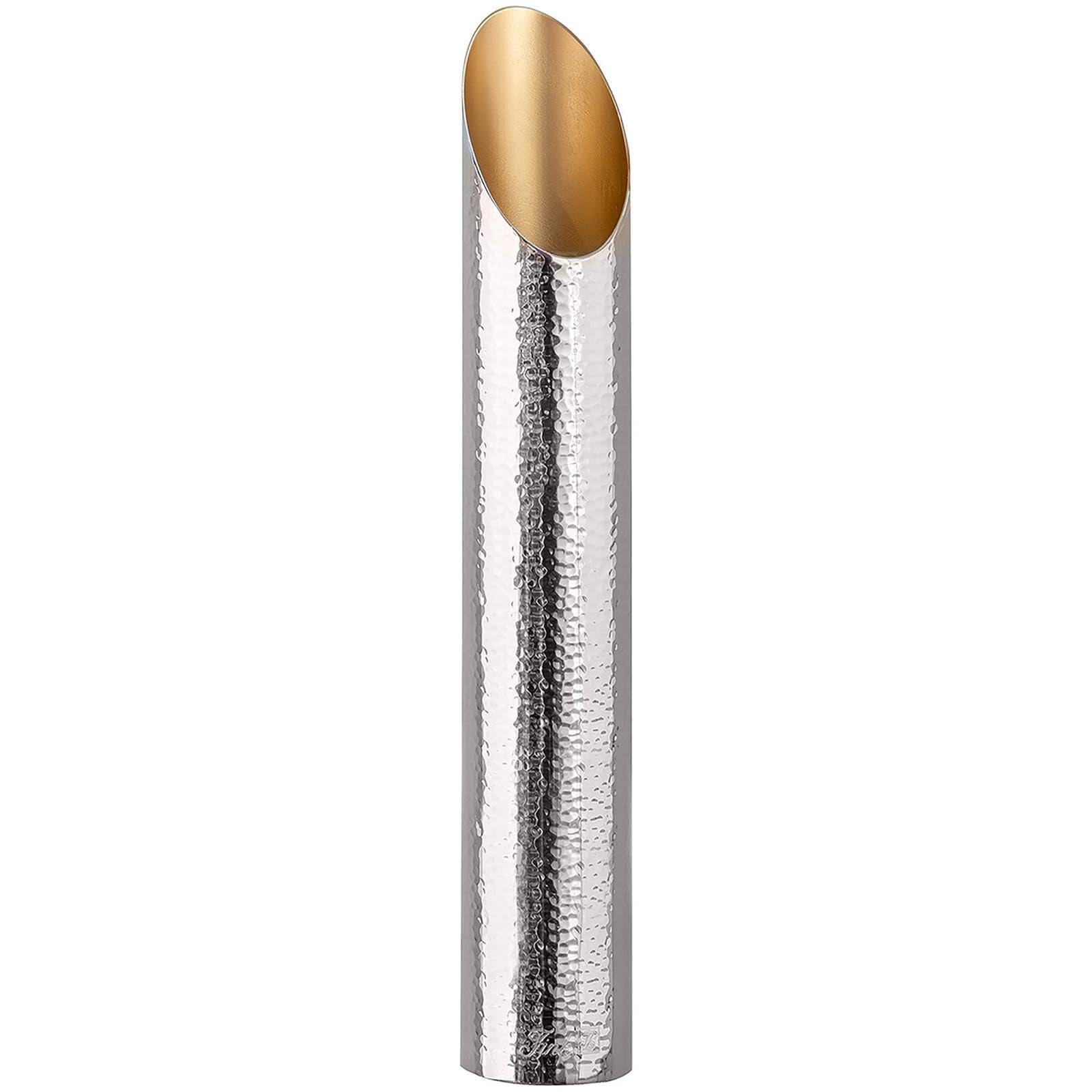 Fink gehämmerter Design-Teelichthalter 40 cm silberner Aluminium Kerzenhalter