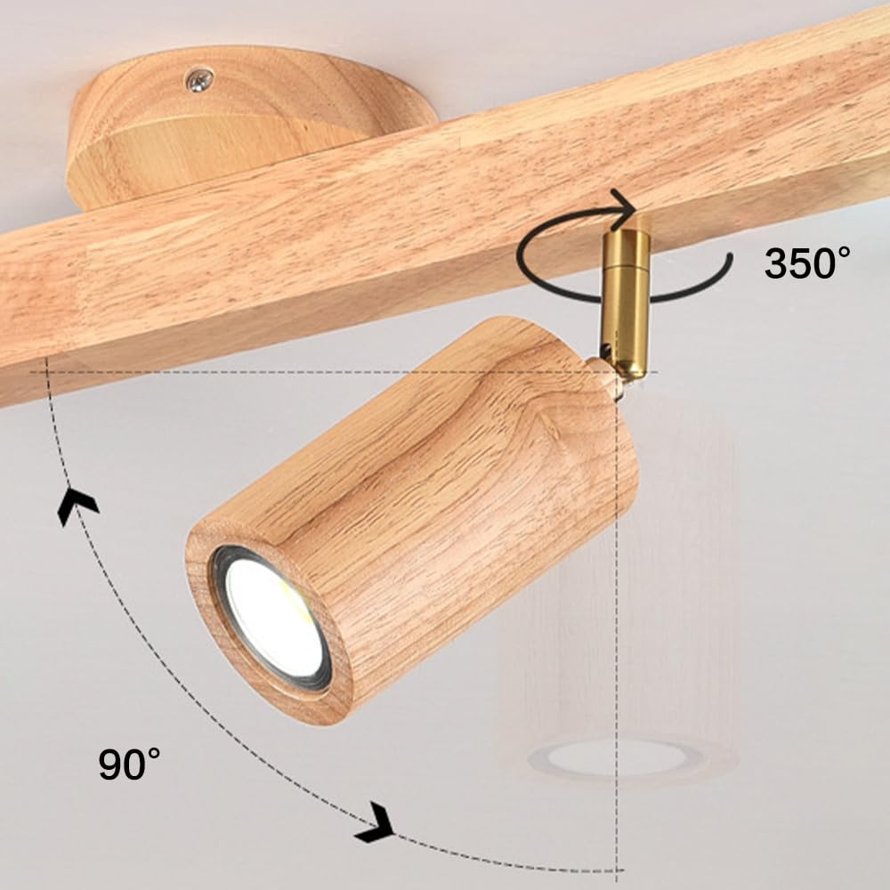 Faretti LED in Legno Faretti da soffitto Regolabili Faretti da Binario fissi Apparecchio di Illuminazione Luci girevoli da Parete Faretti direzionali Lampade Aent per Cucina Camera da Letto Soggi