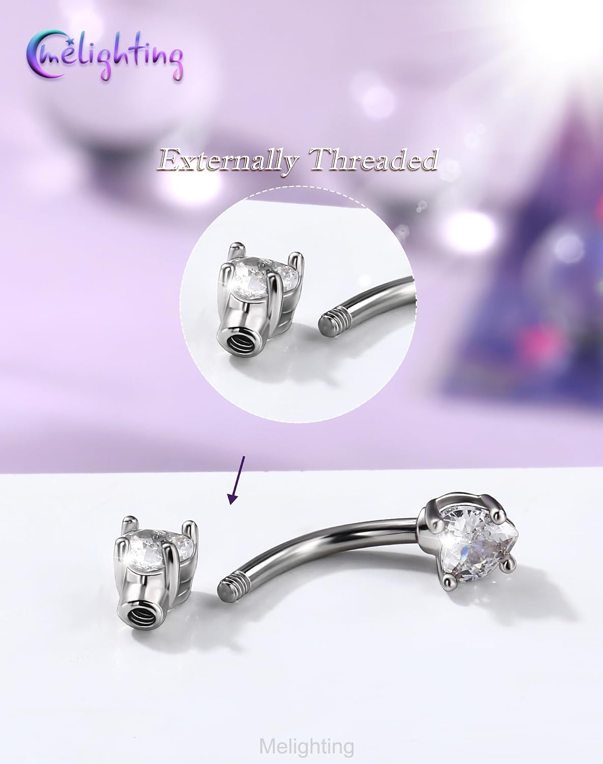 Melighting 16G Heart Gold Rook Piercing Jewelry, Eyebrow Ring 316L Stainless Steel Clear CZ, 6/8 mm Rook Earring for Women Elegant Eyebrow Lobe Piercing image 4