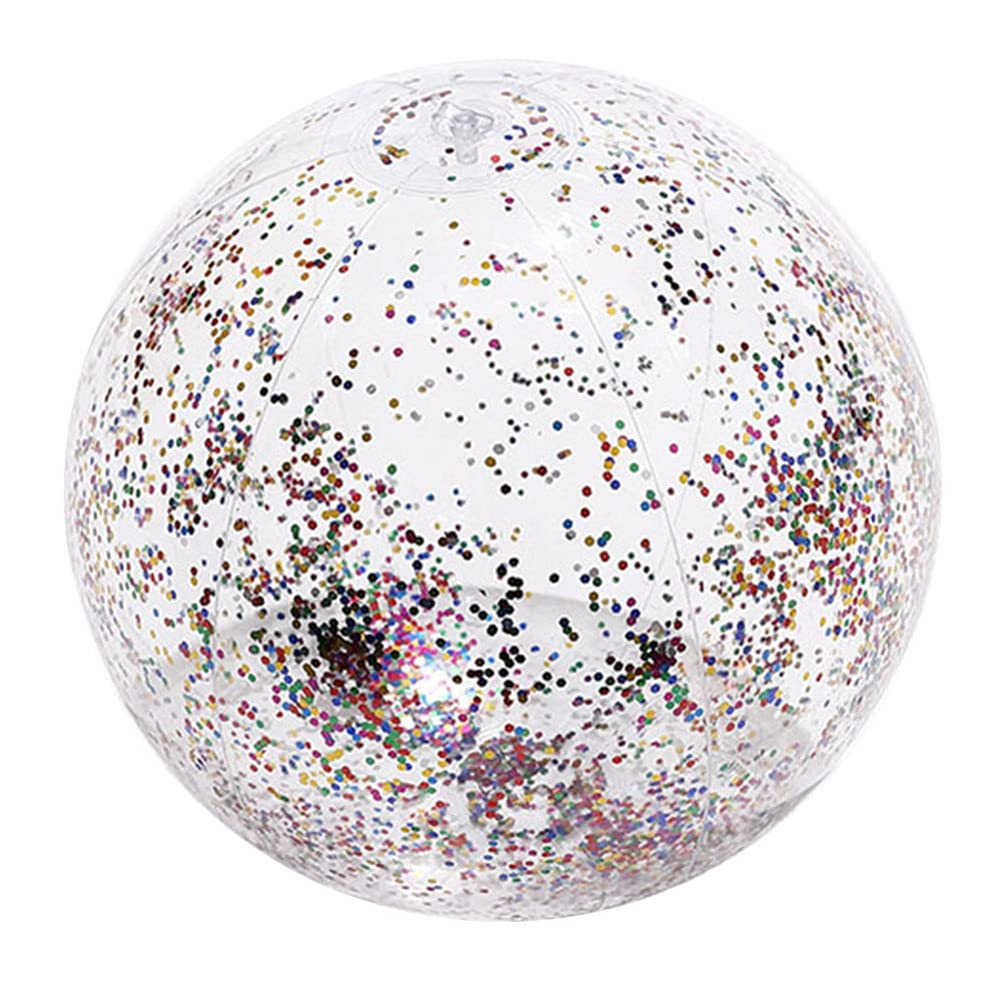 YARNOW Sequin Beach Ball Jumbo Pool Toys Balls Confetti Glitter Inflatable Clear Beach Ball Swimming Pool Water Toys Outdoor Summer Party Favors Colorful