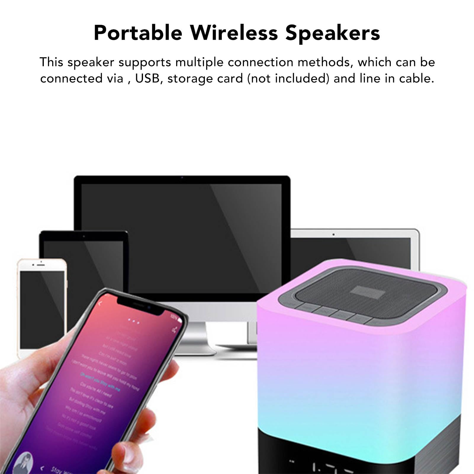 Altoparlante con Luce Notturna Woofer Portatile Wireless Altoparlante con Controllo Touch con Interfaccia USB con Luce LED