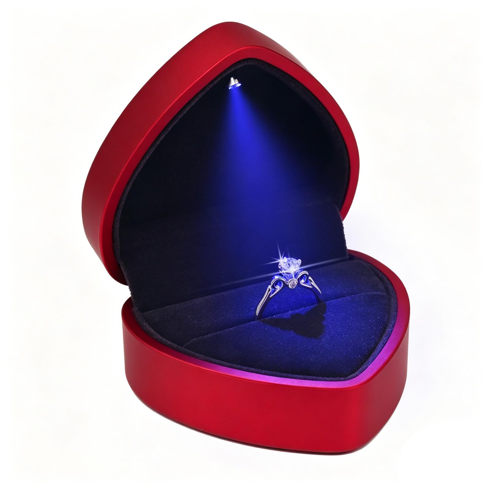 Photo 1 of Eveynsh LED Lighted Ring Box, Heart Shaped Red Engagement Ring Case
