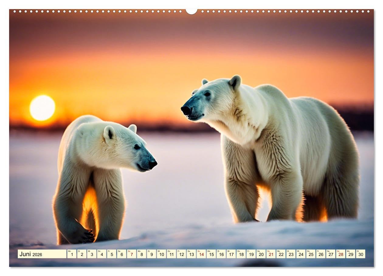 Eisbären im Fokus (hochwertiger Premium Wandkalender 2026 DIN A2 quer), Kunstdruck in Hochglanz: Portraits der weißen Riesen (CALVENDO Tiere)
