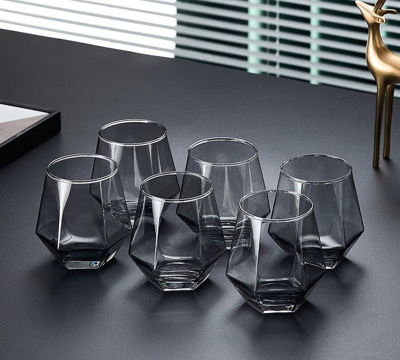 Image of Premium Water and Juice Black Glasses and Jug Set Combo [6 Piece Glass 350ML & 1 Piece Jug 1.4 Liter] Transparent Pitcher Set for Dining Table, Home & Restaurant,Party (MTS - 07)