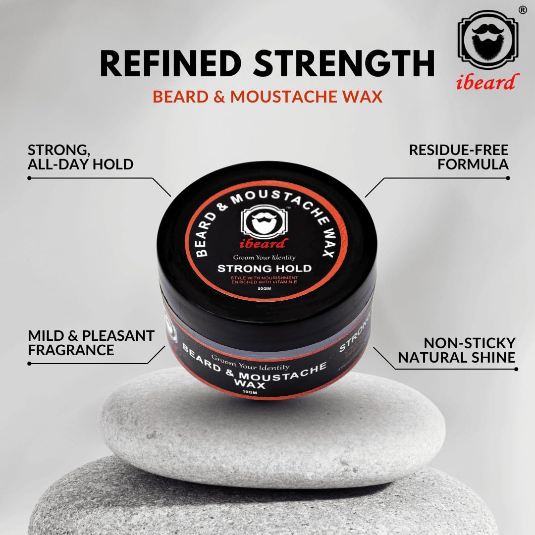 ibeard Beard & Moustache Wax For Men|Beard & Mustache Styling|Long Lasting Strong Hold|Non-Sticky (Pack Of 1, 50Gm) 1