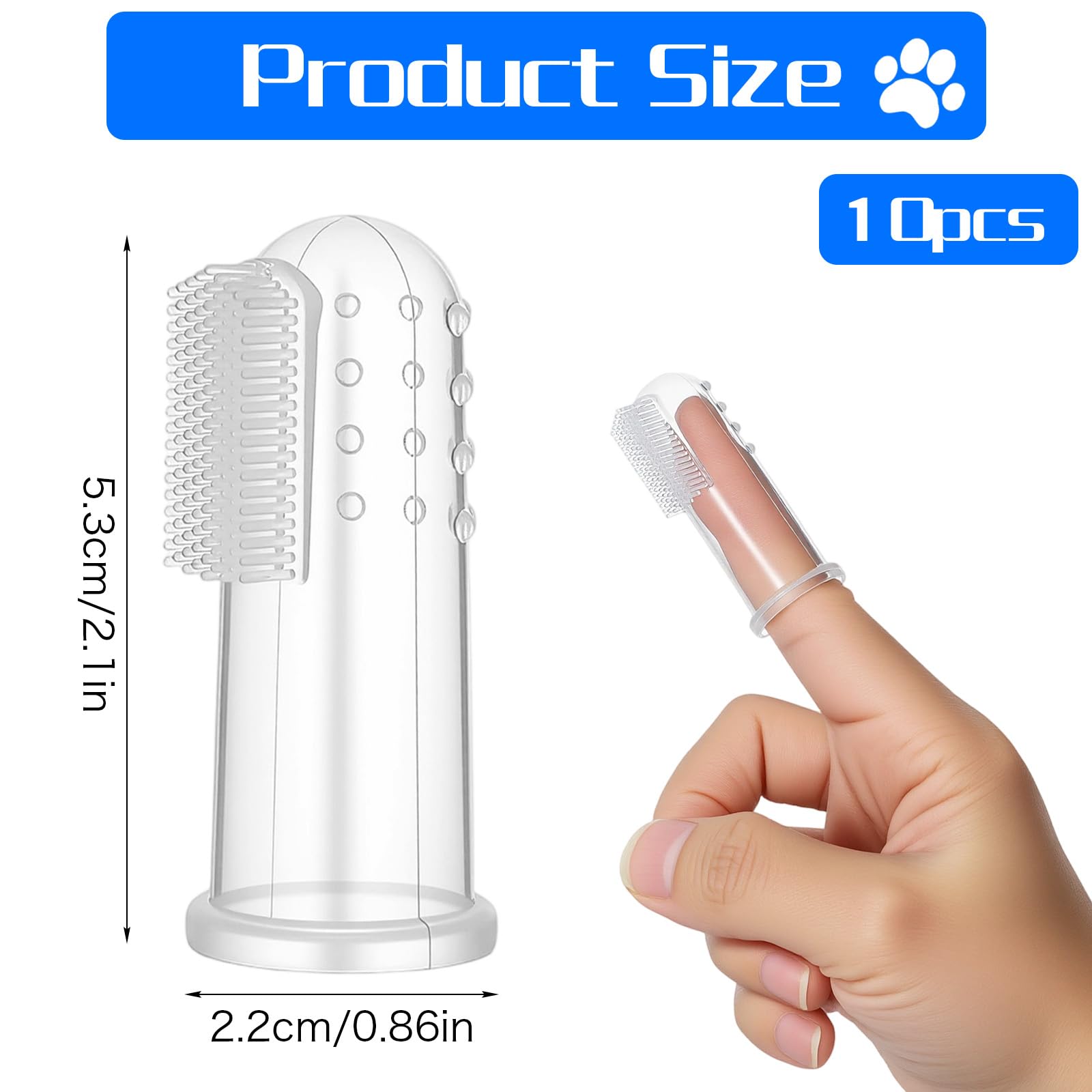 Juego de 10 cepillos de dientes de perro, cepillo de dientes de dedo de perro, cepillos de dientes para cachorros y gatitos con cerdas de silicona, cepillo de limpieza de dientes de gato