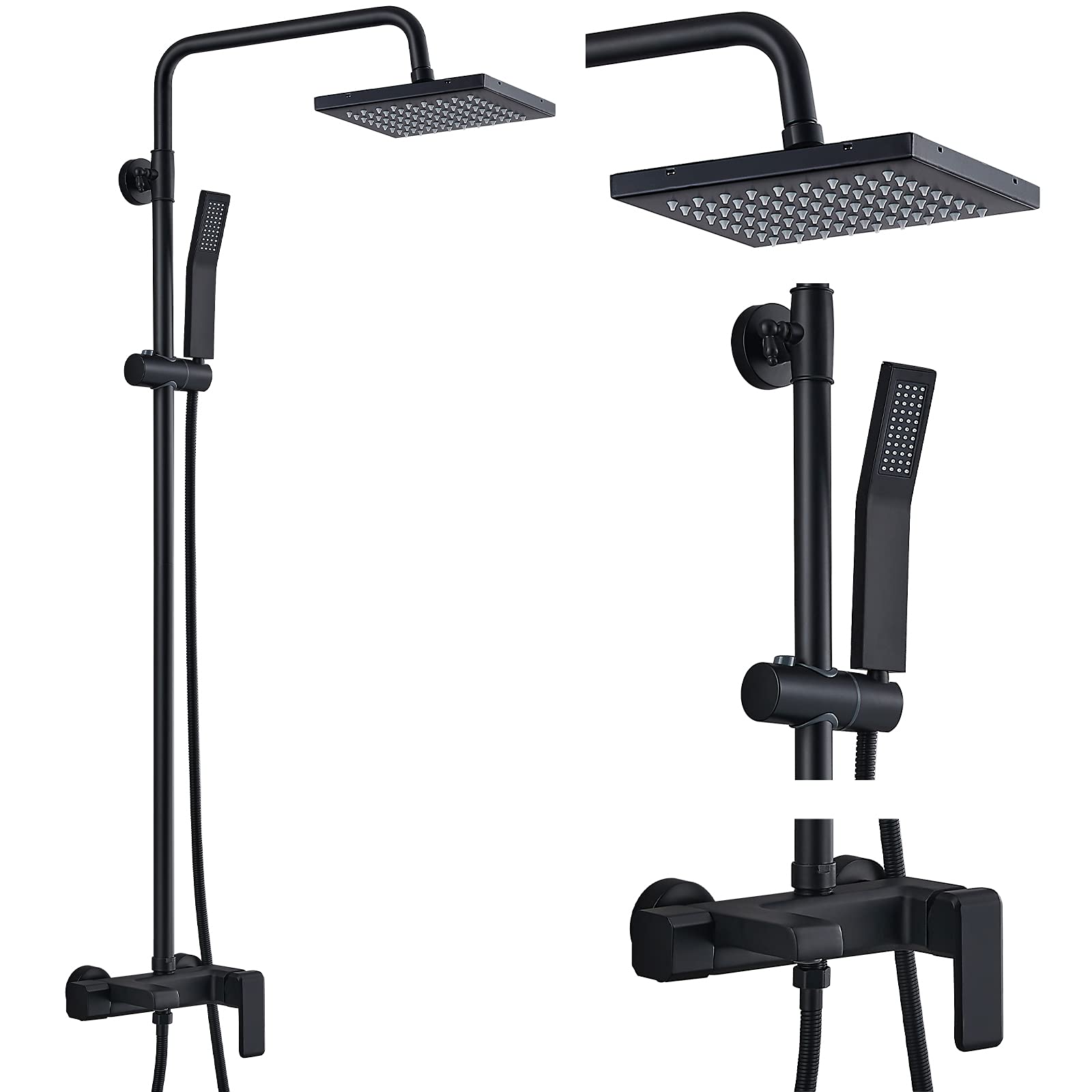 Buy Matte Black Exposed Shower System Set 8 Rain Shower Single