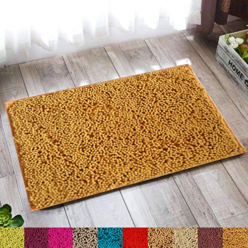 Image of Lushomes Bathroom Mat, 1200 GSM Floor Mat with High Pile Microfiber, Anti Skid mat for Bathroom Floor (16 x 24 Inch, Single Pc, Brown)