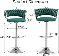 Vista 30 de Gold Velvet Bar Stools Set of 4, Counter Height Barstools with Low Back, Swivel Bar Stool for Kitchen Island, Pub (Grey)