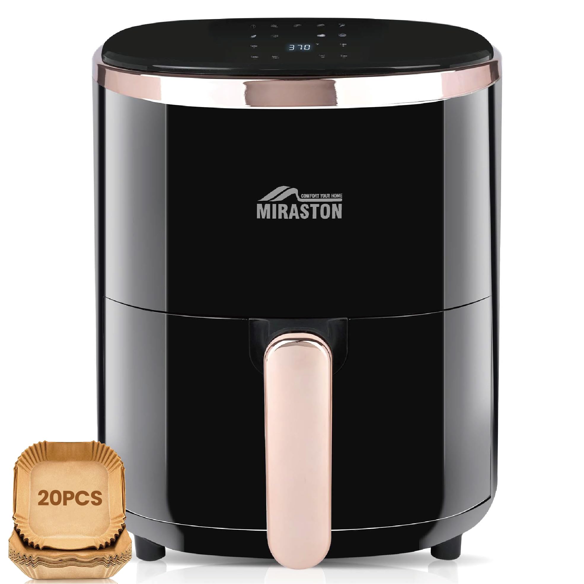 3 6QT Personal Air Fryer with Digital Display 9 Presets Includes Baking Pan for Air Frying Reheating Perfect