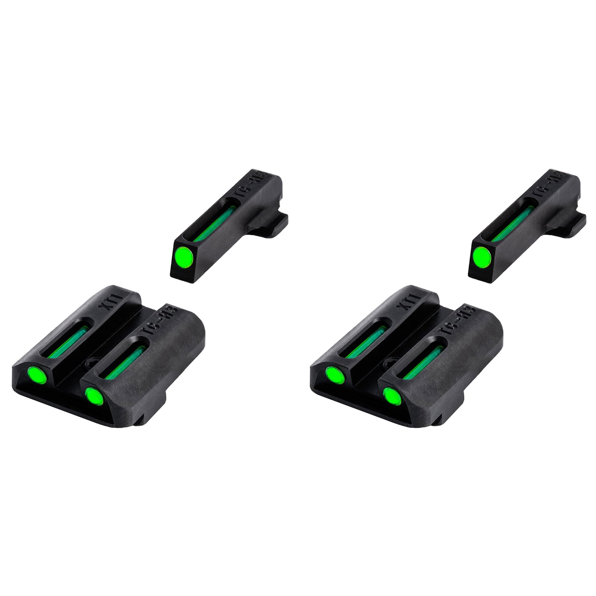 TruGlo TFO Tritium Fiber Optic Handgun Laser Sight Accessories Set with Rear Colors, Fits Glock 17/17L, 19, 22, 23, 24 Models, Green Rear Sight (2 Pack)