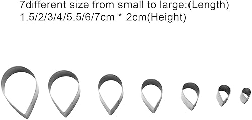 Miniatura 3 de Juego de cortadores de galletas de acero inoxidable, 7 piezas de pétalos de flor de rosa, forma de lágrima, molde para galletas, fondant,