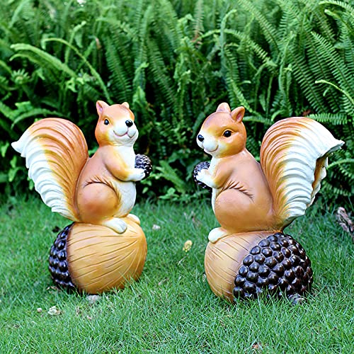 Statue d'écureuil pour jardin en résine résistante et durable - 6