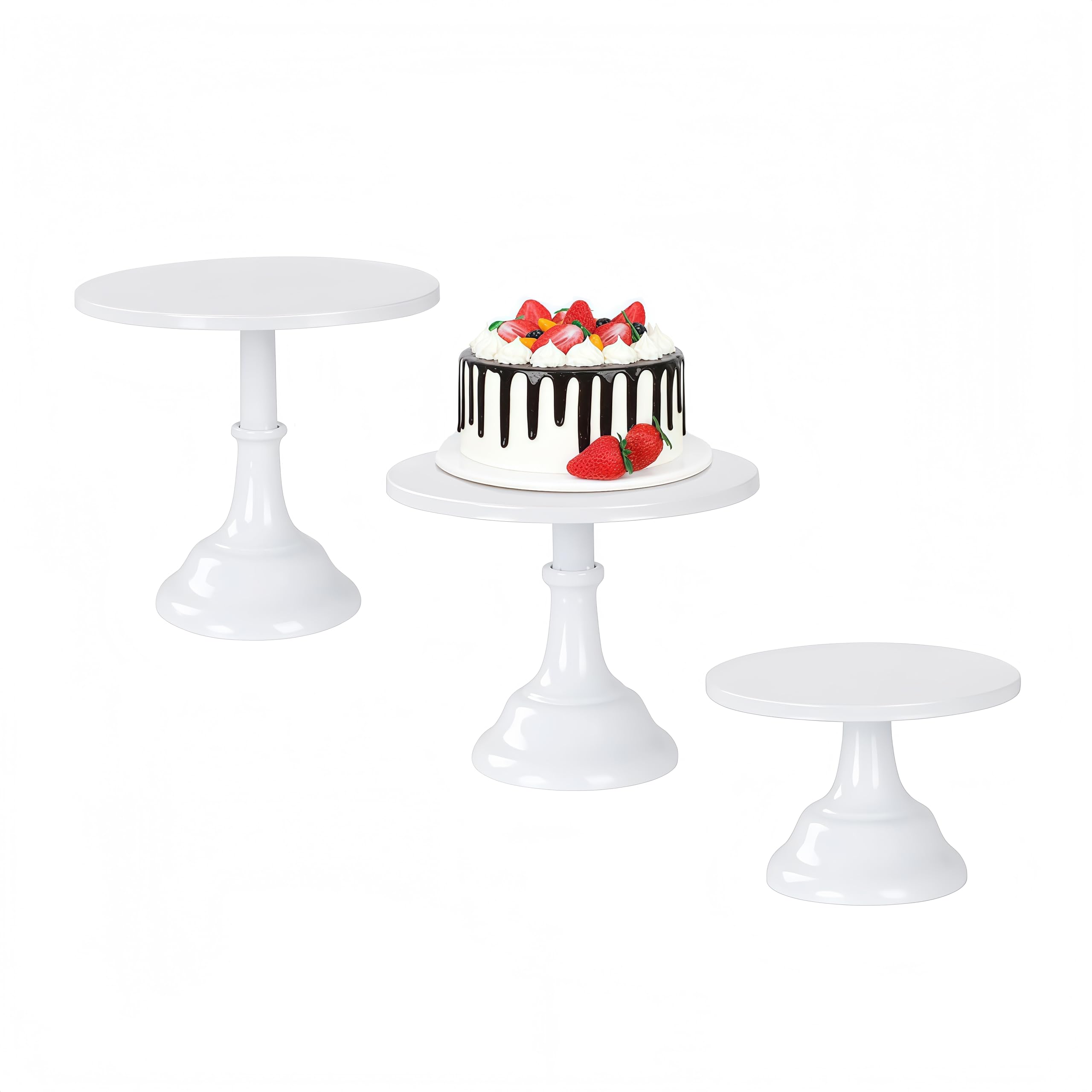 Metal White Round Cake Stand Set 8/10/12 inch Dessert Table Display Perfect for Baby Showers Weddings Birthdays (White)