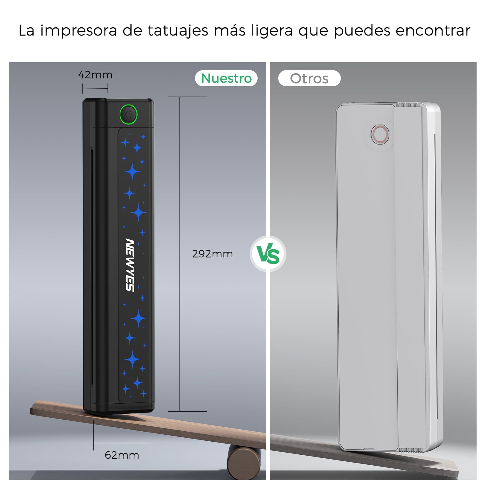NEWYES Termocopiadora Tattoo, Impresora Térmica Portátil con 10 Hojas de Papel Transfer, Máquina de Tatuaje para Artistas y Principiantes, Impresión Mate Clara, Compatible con Móvil, Tablet y PC