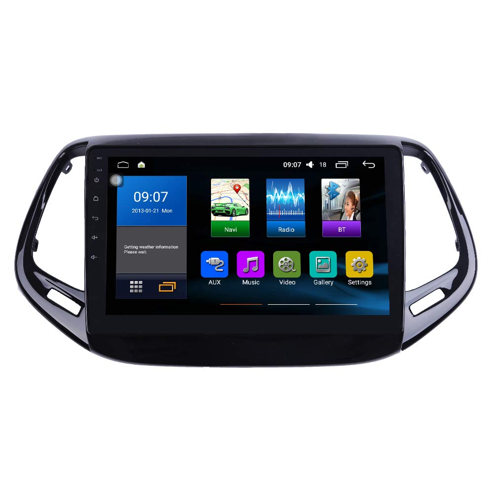 Android 10 Autoradio Car Navigation Stereo Multimedia Player GPS Radio 2.5D Touch Screen forJeep Compass 2017-2018 Quad Core 1GB Ram 16GB ROM