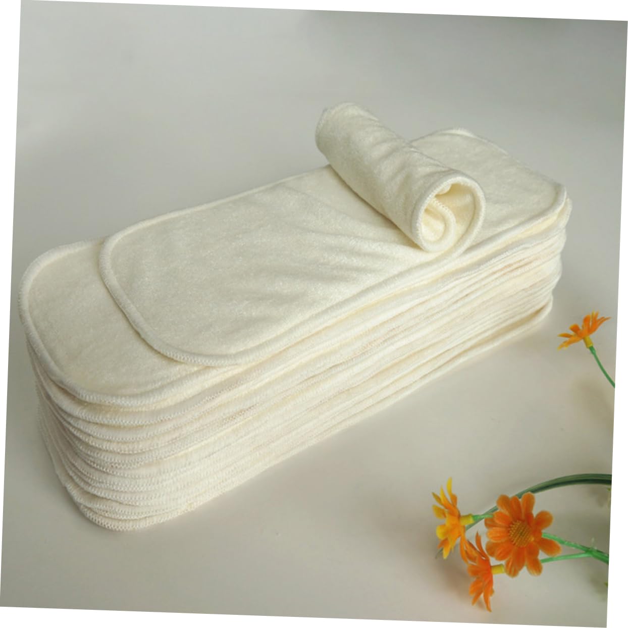 Abaodam 6stücke Stoffwindelunterlagen Für Bambuskohle Waschbar Und Wiederverwendbar Beige Pro Packung