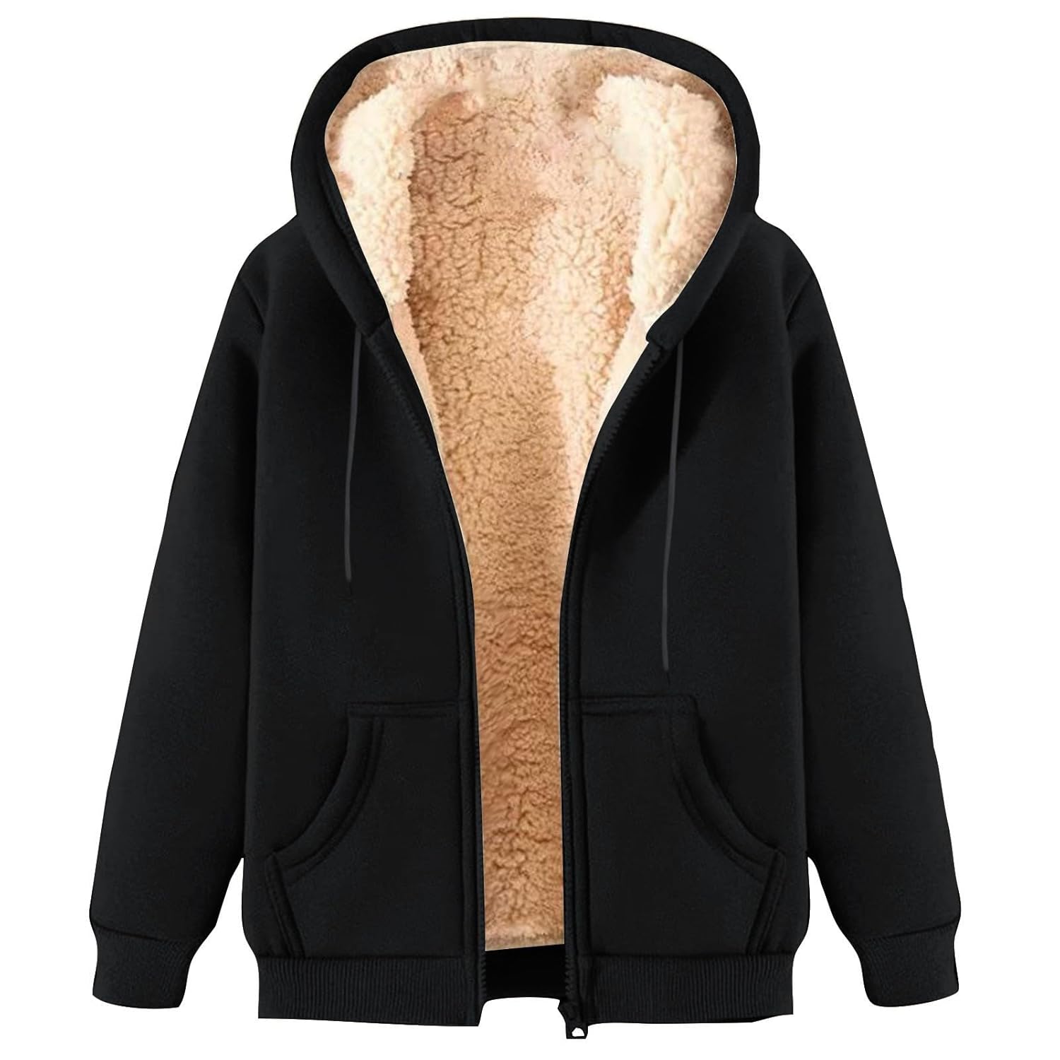 Fleece Jacket Men Winter Warm Zip Up Coats Sherpa Lined Thick Warm Jackets Casual Long Sleeve Outerwear Hoodies