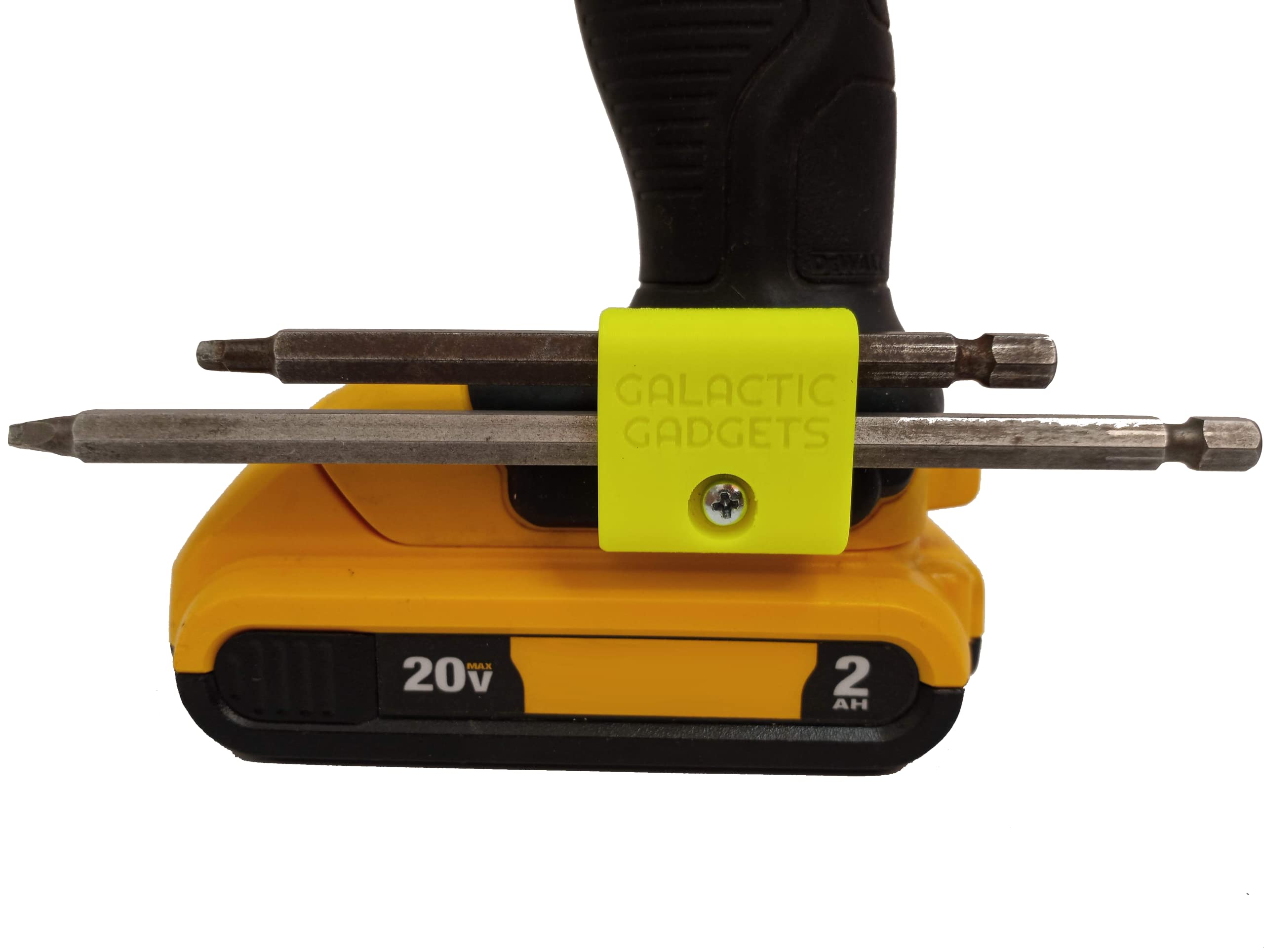 Long Bit Magnetic Holder for Dewalt 20V, Securely Holds Long and Short Bits - Galactic Gadgets (Fluorescent Yellow)